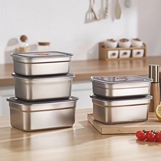 Oyoson 냉장고 스테인리스 밀폐용기 4P세트 인덕션 가스레인지 스텐용기 반찬통, 4개, 2000ml, XL(2000ml)
