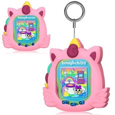 BEARDDO 다마고치 케이스와 호환되는 실리콘 케이스 귀여운 만화 그린 공룡 가상 애완 동물 게임 기계 보호 커버 링 랜야드 포함 액세서리용 (그린 디노) 181935 6, 핑크, 1개