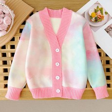 新款 兒童衣服 女童2025新款春秋季漸變色毛衣春秋兒童愛心格子長袖針織開衫外穿