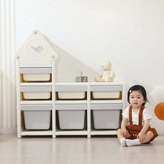 時鐘塔兒童收納櫃, 3層, 灰白色