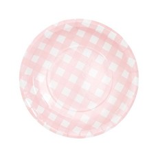 파티용 종이접시 체크핑크 6개 23Cm 생일 일회용, 단품, 단품
