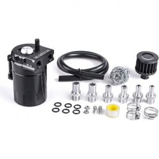 범용 300ml 알루미늄 배플 오일 분리기 캐치 캔 키트에어 필터 10MM 12MM 15MM 피팅 실버 포함, 검정, 일반 고무 튜브