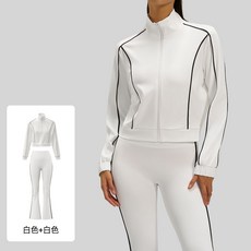 2026春季休閒運動套裝女寬鬆開衫夾克闊腿褲兩件套