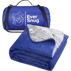 에버스너그 셰르파 방수 캠핑 담요 - 피크닉 해변 경기장 반려동물을 위한 매우 두껍고 따뜻한 대형 플리스 야외 추운 날씨에 세탁 가능하고 방풍 기능이 있는 파란색, Blue
