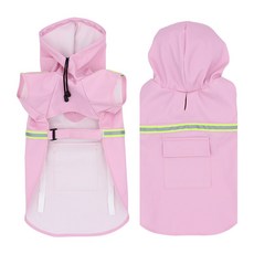大狗防水連帽反光雨衣, 粉色, 1套