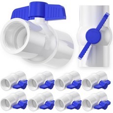 16개 세트 34인치 PVC 볼 밸브 나사형 차단 소켓 블루 T 핸들 SCH40 슬립 수도관 수자원 프로젝트 수영장 하수 펌프 야외 배관 관개 시스템, 1인치, 파란색