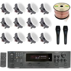 홈 오디오 시스템 키트 6채널 6000W 블루투스 앰프와 12개 525인치 프레임리스 인월 인천벽 스피커각 175W 유선 마이크 2개 500피트 스피커 와이어 리모컨 테크니컬, 홈 오디오 시스템 키트 - 6채널 6000W 블루투스