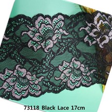 dklace 스판레이스 DK-8-73118-Rayon 폭 17cm 자가드 / 90cm (1yd) 단위 판매, Black, 1개