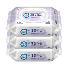 깨끗한나라 닥터비데 센서티브 화장실용 비데물티슈 캡형, 55g, 80매, 3개