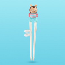 派巴貝特 卡通立體恐龍小汽車學習筷子，兒童訓練筷，寶寶學習餐具，輔助筷, ABS』藍色蜜蜂／藍色腳.粉翅膀, 1個