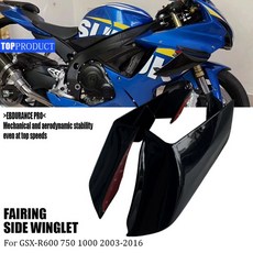 스즈키 GSX-R600 Winglet 2003-2016 오토바이 페어링 고정 윙 스포일러 K3 K4 K5 K6 K7 K8 K9 K11, 02 Matte black