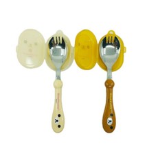 도시락숟가락 어린이 아동 포크숟가락일체형 케이스 (택1), 베이지