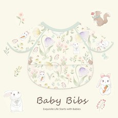 嬰兒圍兜 小天使雪花圖案長袖防水圍兜 寶寶吃飯圍兜 兒童畫畫衣