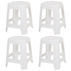 지오리빙 플라스틱 사각의자 4p 간이 야외 포장마차 편의점, 4개, 화이트