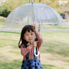 렌코리아 아이 돔형 블랙화이트 베이직라인 투명우산 비닐우산50