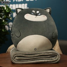 DFMEI 卡通辦公室抱枕被子兩用二合一靠枕汽車內靠墊多功能午睡毯子, 哈士奇
