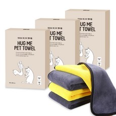 위러브 허그미 펫타올 M/3P 반려동물 애견 극세사 타올 강아지 고양이 발수건 목욕수건 소형 중형 대형견 펫바스 타월 펫수건 반려동물용품 펫용품 애완동물용품, 그레이+옐로우, 1개