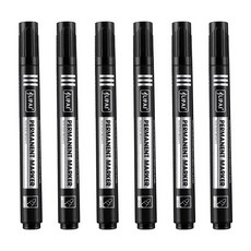 네임펜 펜 미세 포인트 방수 잉크 조잡펜촉 검정 파랑 빨강 1.5mm 파컬러 마커 세트 당 3 개 6, [06] 6 Pcs Black Set