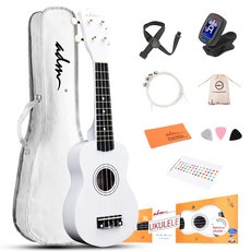 ADM 우쿨렐레 21인치 컬러풀 입문용 세트 하얀색, 1세트, 소프라노