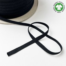[유럽산] 오가닉 코튼 리본 6mm 1마yd 검정 / 비건 면 피부친화적, 1000개