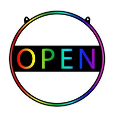 오픈 네온사인 조명 카페 패스트푸드 LED 무선 매장 리모콘 라운드 오픈, 1개, RGB