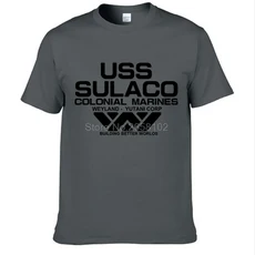 패션 USCSS 티셔츠 Alien USS Sulaco Colonial Marines Aliens Off World 반소매 Tshirt 남성 코튼 O 넥 티, 04 XS（old）, 08 Dark gray