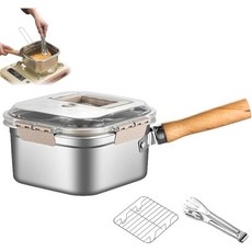 다기능 프라이팬 세트 튀김기 조리기 신선도 유지 채소 세척 26쿼트 스테인리스 스틸 휴대용 야외 조리 냄비 가정용 주방 야외용 캠핑용 B, 세트 A