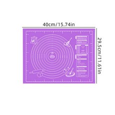 60/40cm 실리콘 패드 베이킹 매트 주방 롤링 반죽 피자 대형 비 스틱 메이커 홀더 용, 02 Purple 40x29