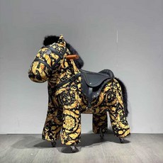 승마장난감 바퀴가 달린 말장난감 말타기 목마 흔들말, 1개, 36. 황금 갑옷 2