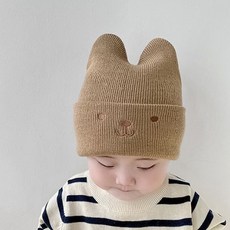 미소 베어비니 아기모자 골지비니 베베모자 가을 겨울베베룩