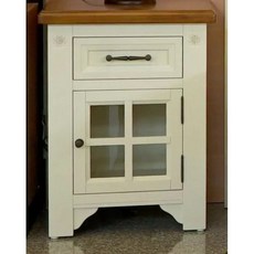 萊茵美式實木雙色床頭櫃，臥室收納必備，簡約風格床邊櫃, 1個