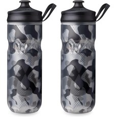 하이드라팩 | 폴라 병 스포츠 보온 물병 BPA 프리 및 자전거 압력병 손잡이 포함 컨텐더 블루 600ml 20oz 3108862, 20온스/600ml (2팩), 컨텐더 블랙