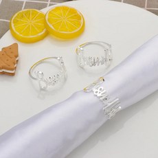 Bismillah 냅킨 링 팩 Eid 이슬람 이슬람 Ramadhan 냅킨 벨트 버클 냅킨 홀더 웨딩 테이블 장식, 6PCS 실버