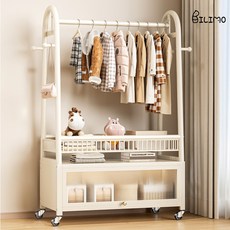 BILIMO 시스템 옷걸이 행거 옷장 튼튼한 이동식 행거 스탠드 옷걸이 2단, 화이트, 1개