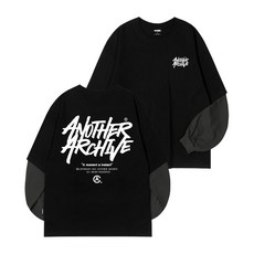 브랜드정품 어나더 아카이브 ANOTHER ARCHIVE 레이어드 그래피티 로고 롱슬리브_블랙차콜 342055