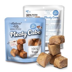 Natural Kitty 自然小貓 鮮肉塊 貓狗零食 Q嫩口感 多汁鮪魚 60g 單包裝, 1個, （藍色）多汁鮪魚60g*1包