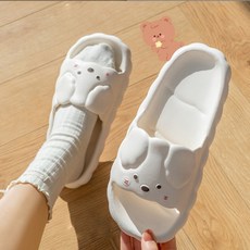 파티굿즈 강아지 커플 슬리퍼 실내화 거실화 사무실 학교 어린이집 유치원 교사, 1개, 화이트