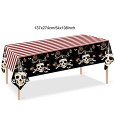 해적 테마 식탁보 플라스틱 일회용 테이블 커버 직사각형 장식 생일 파티, 1개, 7. Tablecloth