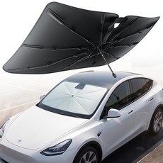 DooGooCoo 테슬라 모델 3 및 Y 액세서리 2017-2026용 윈드실드 햇빛 가리개 우산 자동차 앞유리용 UV 블록 가리개 전면 앞유리 쉐이드용 열 차폐 가리개. 2, For Tesla Model Y& Model 3 201
