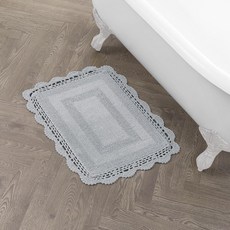 로라애슐리 크로셰 면 24x40 욕실 러그 화이트, 1'5" x 2' (Rectangular), Light Gray