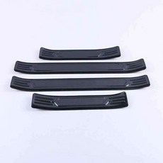 도어 스커프 스텝 가드 호환 문턱 발판 도요타 라브4 RAV 4 2019 2020 2021 스테인레스 스틸 외장 자동차 씰 플레이트 트림 로고 없음, Black Model 1
