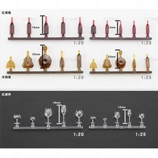 可開統編 模型瓶子 1:20/1:25 模型DIY酒吧 沙盤模型材料 透明瓶模型 仿真迷你瓶子, 1個, 洋酒瓶1:25