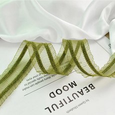 신선한 녹색 시리즈 오간자 쉬폰 벨벳 리본 의류용 바느질 DIY 머리 리본 모자 장식 공예 액세서리 용품 5 야드, [03] Style C-40mm, [01] 5yards