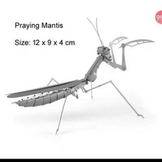 無聊瞭 DIY手工製作立體拼圖金屬模型積木玩具 臺灣出貨 蜻蜓模型, 1個, 螳螂