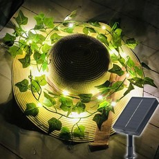 2m 태양광 LED 넝쿨잎 전구 자동ON 20구 울타리 조명, 상세 참조