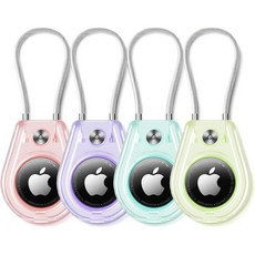 에어태그 홀더 4팩 열쇠고리 케이스 방수 교체용 Apple 도그 칼라 수하물 백팩 내구성 경량 보안블루색분홍색그린색퍼플색, Bluish/Pinkish/Greenish/Purple