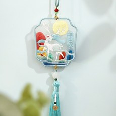 熱銷 刺繡手工diy材料包 自繡製作平安福禦守書簽掛件雙麵繡蘇繡送男友禮物, 【瑞鹿平安】送繡繃+禮盒 【需自己縫製】, 1個