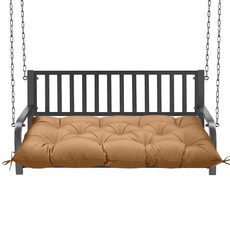 얇은 5월 야외 벤치 쿠션 40인치 방수 및 변색 방지 파티오 가구 터프트 프레시 포치 스윙 라운지 러브잇 패드 스트랩(터쿼이즈-40x20인치), Khaki, 60x20 inch