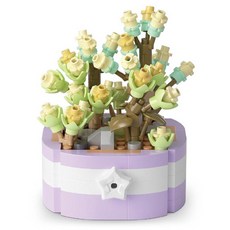 多肉植物盆栽積木，仿真多肉植物，創意盆栽擺飾，辦公室居家療癒小物, P1256盛夏晴天, 1個