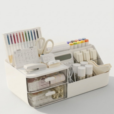 투원 다용도 책상 화장대 정리함 서랍형 데스크 오거나이저 소품 수납 보관함, 1개, 크림